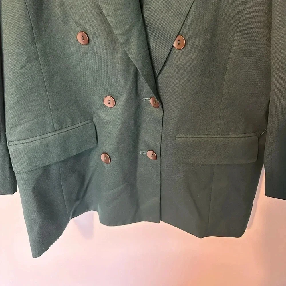 Pendleton Vintage Wool Blazer Jacket Women’s Size 14 Green Classic Lined Buttons